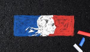 illustration comme à la craie du logo de la République Française