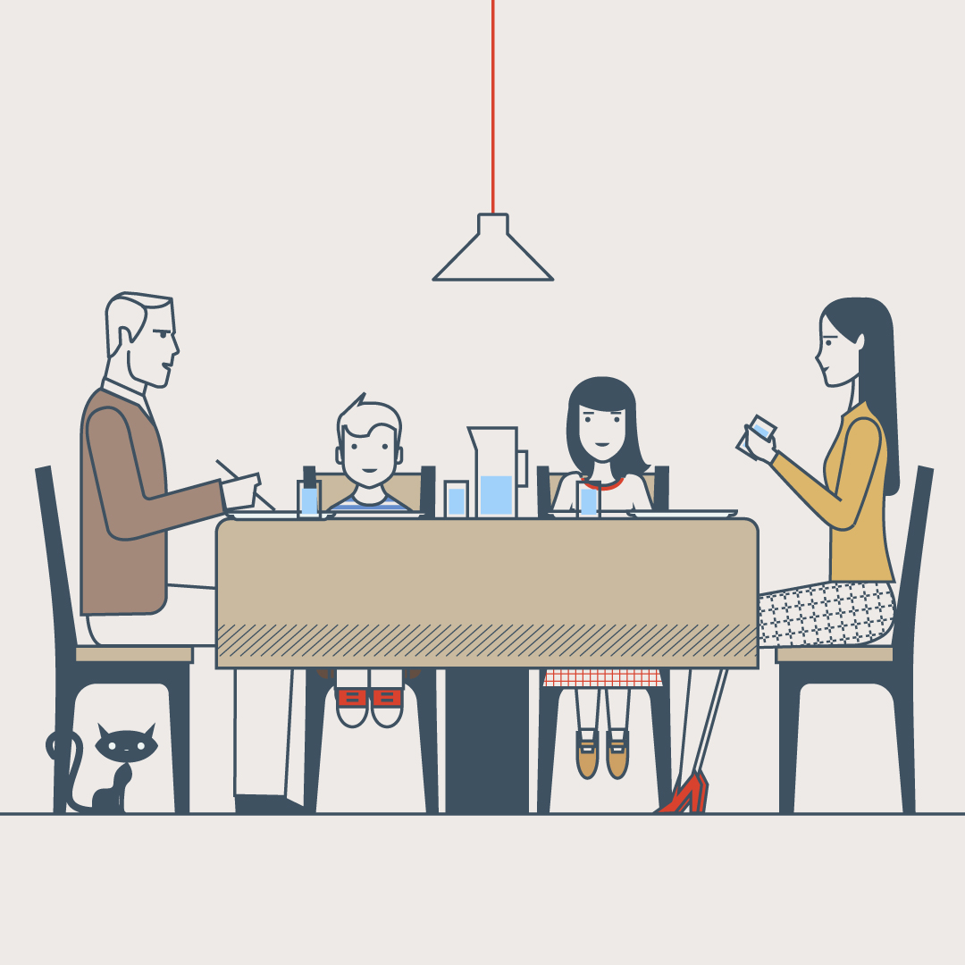 Illustration d'un repas de famille