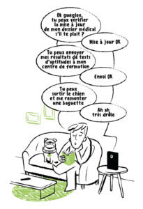 Illustration éditoriale sur les outils numériques d'aide et d'autonomie handicap
